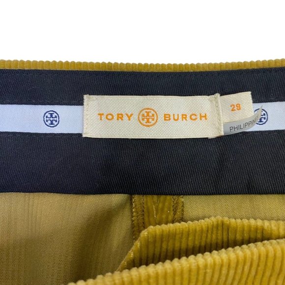 Tory Burch Size 28 Golden Mustard Corduroy Trouser Pants Stitched Crease - Picture 5 of 6